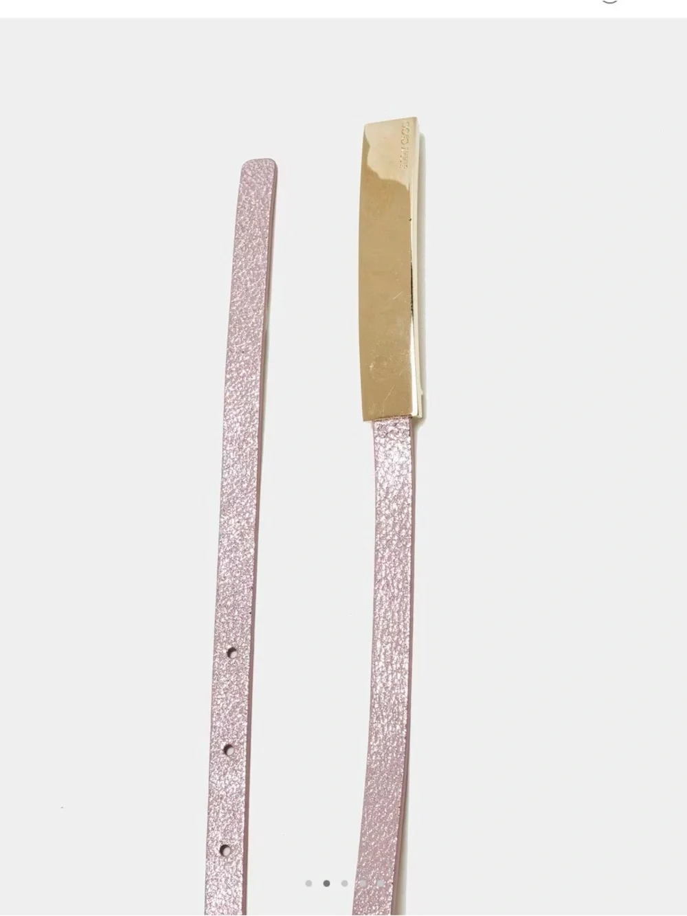 Jimmy Choo Metallic Rose Gold Leather Wrap Belt with Gold Bar
